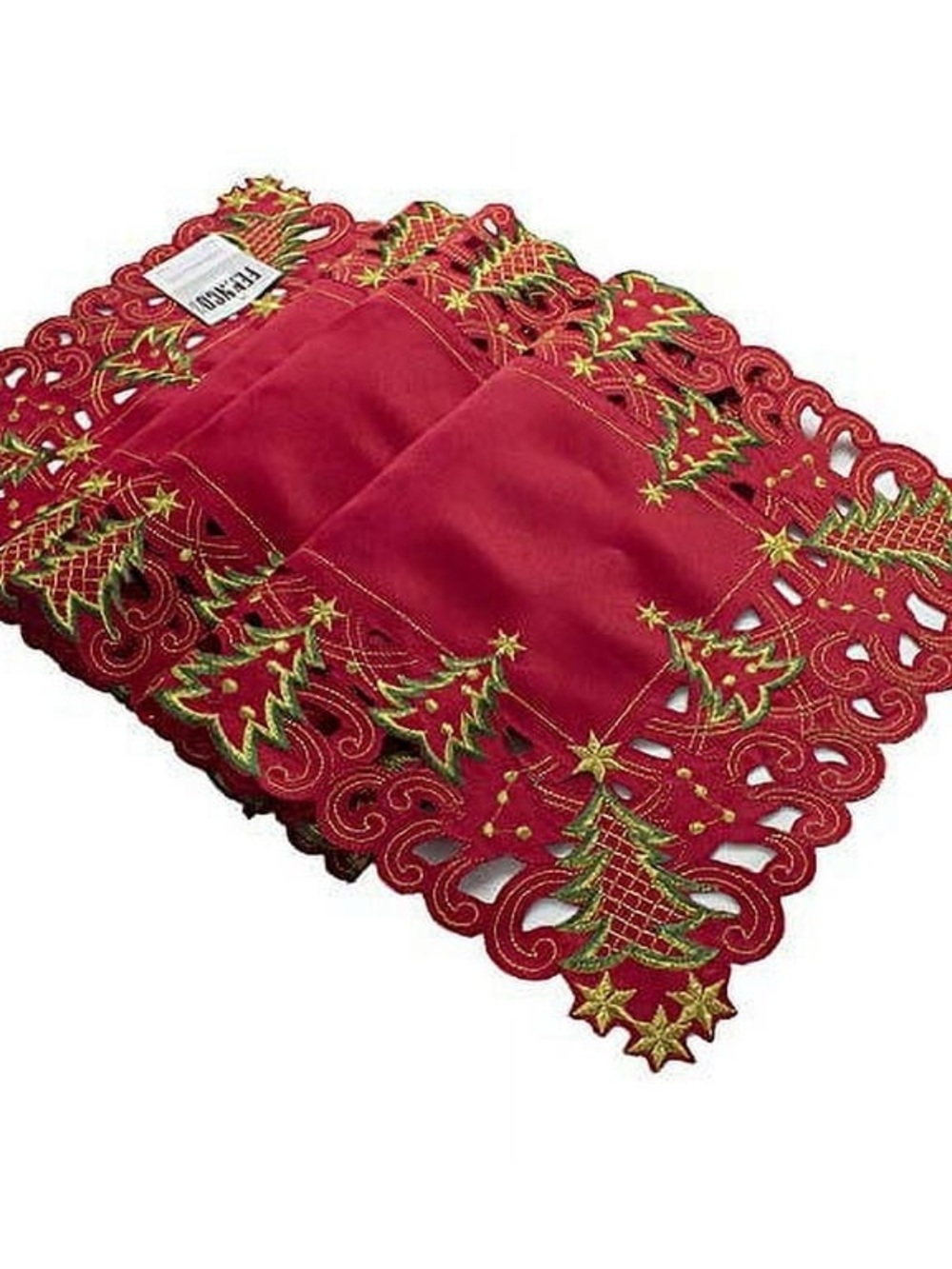 Festive Red Embroidered Holiday Table Runner - Picture 4 of 4